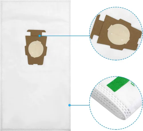Vista 6 de Paquete de 15 + 5 bolsas de filtro HEPA 204814 más cinturones, para bolsas de vacío Kirby 204811 204808 205811, bolsas universales de tela blanca
