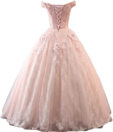 Vista 2 de Dydsz Vestidos de quinceañera florales con hombros descubiertos para mujer, vestido de fiesta de graduación Sweet 15 16