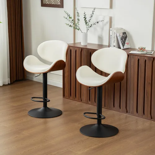 Vista 13 de Kidol & Shellder Taburetes de bar individuales grandes con respaldo de 21 pulgadas, sillas de bar modernas giratorias de altura ajustable, taburetes