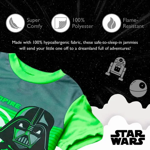 Vista 3 de Star Wars Boys' The Mandalorian 3-Piece Loose-Fit Pajamas Set