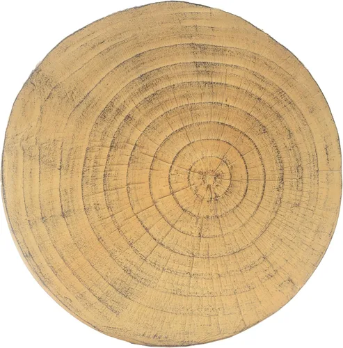 Vista 4 de SSLin Mesa auxiliar redonda hueca, mesa auxiliar de grano de madera marrón envejecida, mesa auxiliar de óxido de magnesio totalmente montada, mesa