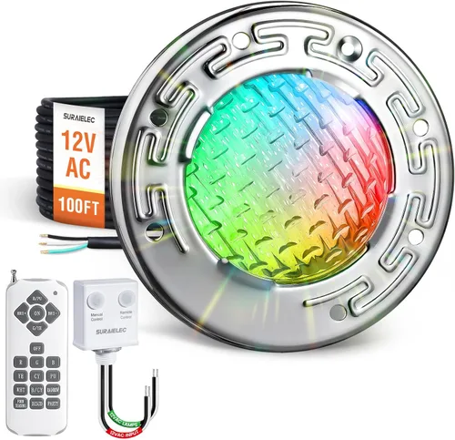 Vista 10 de SURAIELEC Luces LED de spa de 6 pulgadas, luces de piscina que cambian de color de 12 V CA para piscina enterrada, luz de spa subacuática