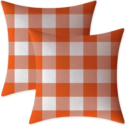 Vista 17 de Fundas de almohada decorativas rústicas de Aqua y blanco a cuadros estilo búfalo para sofá, funda de almohada para granja, decoración
