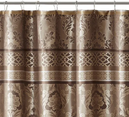 Vista 3 de Bellagio - Cortina de ducha de transición para baño, 72 x 72 pulgadas, color beige