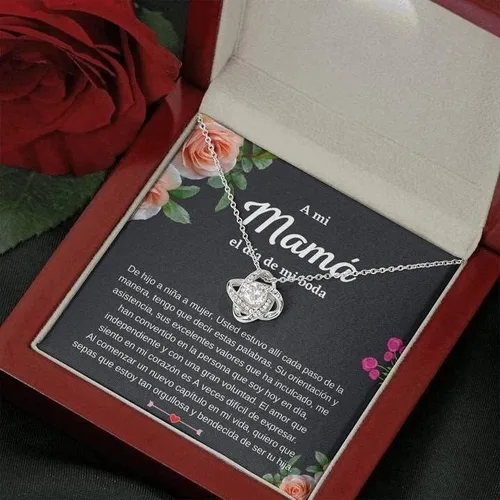 Vista 7 de Joyería para tarjetas de mensaje regalos personalizados, regalo para mamá en mi boda, regalos españoles, collar para madre de la novia, regalo