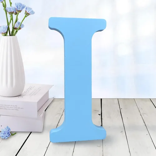 Vista 15 de AOCEAN - Letras de madera azul de 6 pulgadas, letras de madera sin terminar para decoración de pared, letras decorativas en pie, cortes de letras