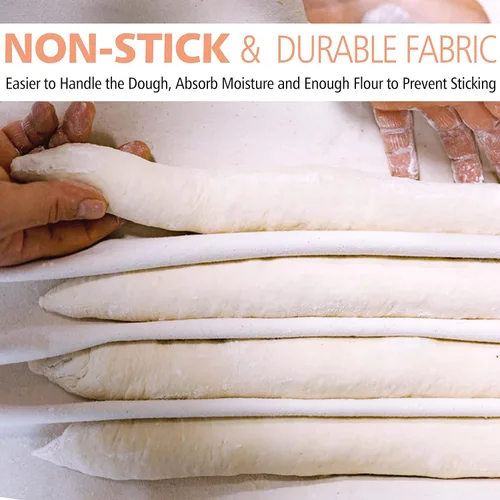 Vista 3 de Anaeat Paño profesional a prueba de pan, sofá grueso para panaderos, 100% algodón natural, resistente, para hornear panes franceses caseros