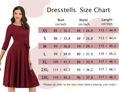 Vista 5 de DRESSTELLS - Vestido de cóctel vintage para mujer, vestidos de fiesta de té de los años 50, vestido ajustado y acampanado para iglesia