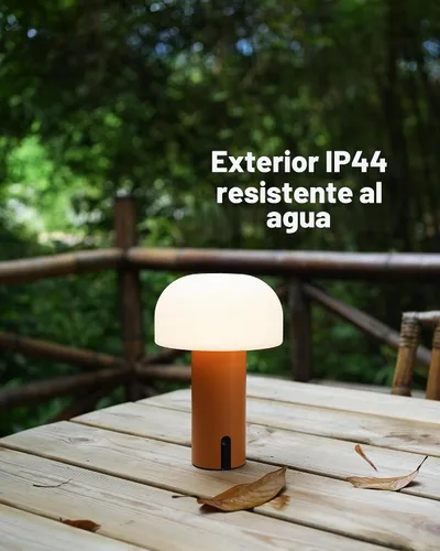 Vista 6 de Lámpara de mesa de hongos para exteriores, recargable, inalámbrica, impermeable, portátil, funciona con pilas, con carga USB, luz nocturna de Naranja