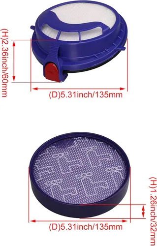 Vista 6 de Kits de filtro de repuesto para piezas de repuesto DC25 incluye filtro premotor lavable 919171-02 y filtro de motor de poste 916188-05