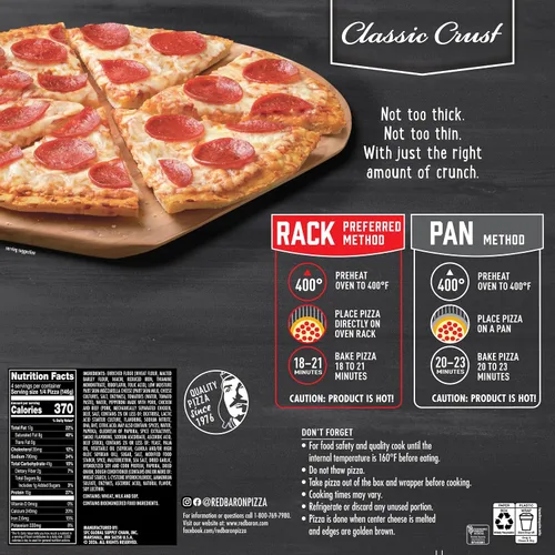 Vista 2 de Red Baron, Pizza Clásica de Pepperoni, 20.60 oz (Congelada)