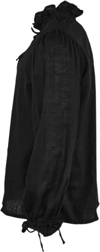 Vista 4 de Meikulo Camisas Henley pirata para niños, disfraces de Halloween, medievales, renacentistas, con cordones, para niños de 5 a 14 años