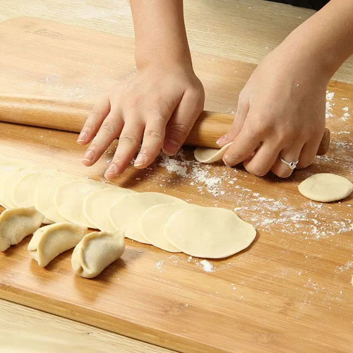 Vista 3 de Rodillo francés clásico de madera de bambú para hornear pizza pastel galleta, 13 pulgadas