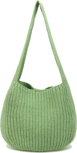 Vista 15 de ENBEI Bolsa Tote de Ganchillo para Mujeres, Bolsa de Hombro Tejida, Bolsa Estética, Linda Bolsa Tote Ecológica para Viajes, Uso Diario, Empaquetado