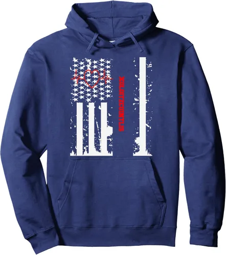 Vista 6 de Perro De Presa Canario Dog Graphic with Vintage USA Flag Pullover Hoodie