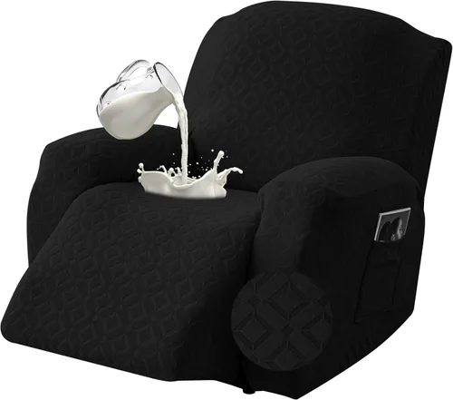 Vista 13 de Gennia Funda Impermeable para Silla Reclinable, Fundas Elásticas para Sofá Reclinable con Bolsillos, Fundas Lavables para Silla Reclinable Lazy Boy