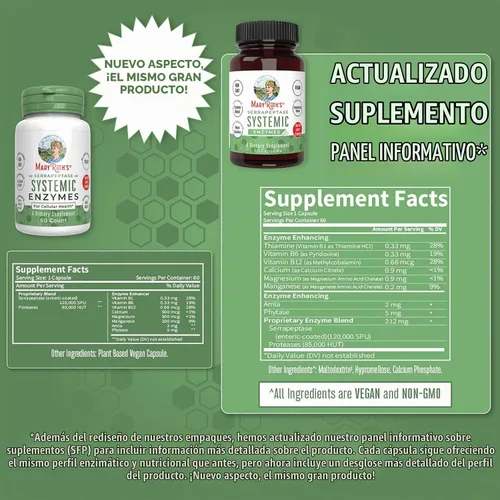Vista 5 de MaryRuth Organics - Cápsulas de enzimas de serrapeptasa Suministro de hasta 2 meses Suplemento de enzimas para píldoras de alivio sinusal
