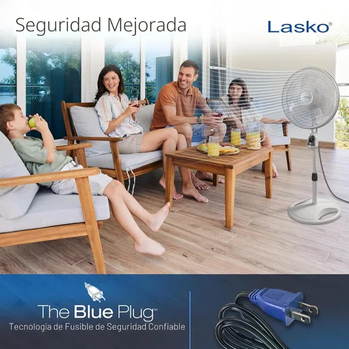 Vista 6 de Lasko 1646 - Ventilador de pedestal oscilante y ajustable con temporizador y control remoto para uso en interiores, dormitorio, sala de estar, Blanco