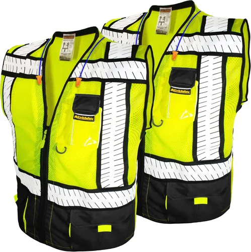 Vista 9 de KwikSafety - Chaleco de seguridad SHERIFF & SPECIALIST [Bolsillos de uso múltiple] Chaleco reflectante Clase 2 ANSI OSHA para hombres Negro (mangas)