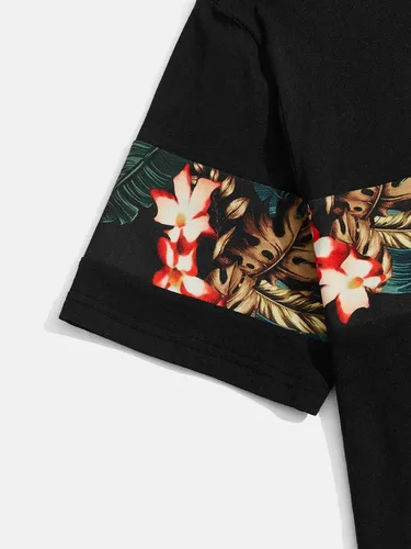 Vista 4 de Floerns Camisa casual de manga corta con estampado tropical para hombre