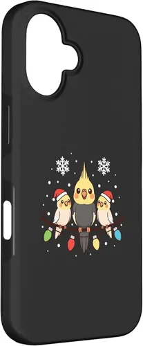 Vista 3 de Bird Cockatiel Holiday Trio Perched Cartoon Cheer Case for iPhone 16