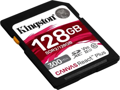 Vista 2 de Kingston Canvas React Plus Tarjeta SD de 128 GB SDXC UHS-II 300R/260W U3 V90 Full HD/4K/8K SDR2/128GB Clase 10, 300 MB por lectura S, 260