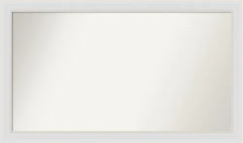 Vista 208 de Amanti Art Espejo de baño blanco para sobre el fregadero, 24 x 26 pulgadas, espejo rectangular blanco y blanco, marco de madera contemporáneo