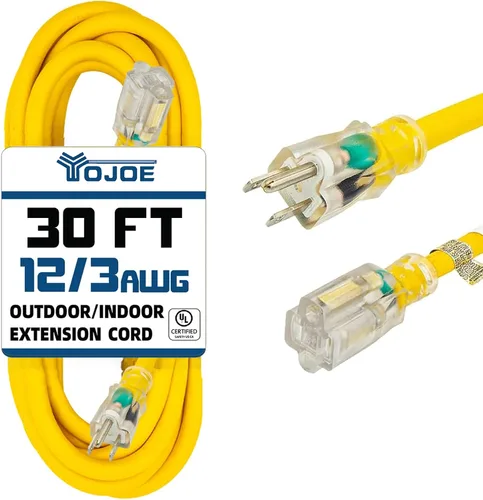 Vista 35 de YOJOE Extensión de cable para interiores y exteriores con extremo iluminado, cable resistente de 3 puntas 15A a prueba de inclemencias del tiempo