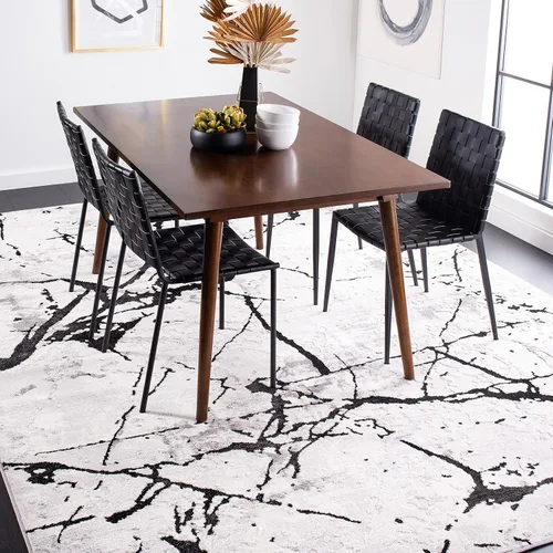 Vista 30 de SAFAVIEH Amelia Collection - Alfombra decorativa de 2 x 4 pies, gris y negro, diseño abstracto moderno, no desprende pelusa y de fácil cuidado