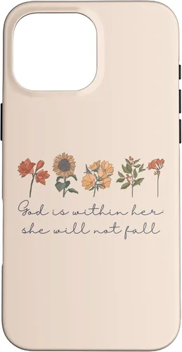 Vista 19 de God is Within Her She Will Not Fall Psalms 46:5 Boho Flowers Case for iPhone 17