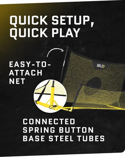 Vista 8 de SKLZ Quickster Entrenador de fútbol – Rebotador de pelota de doble cara para pasar, recibir y practicar atrapamiento – Red de rebote grande