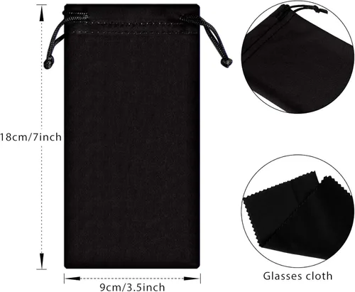Vista 2 de Funda de microfibra para gafas de sol, bolsa suave con paño de limpieza para gafas, 25 piezas