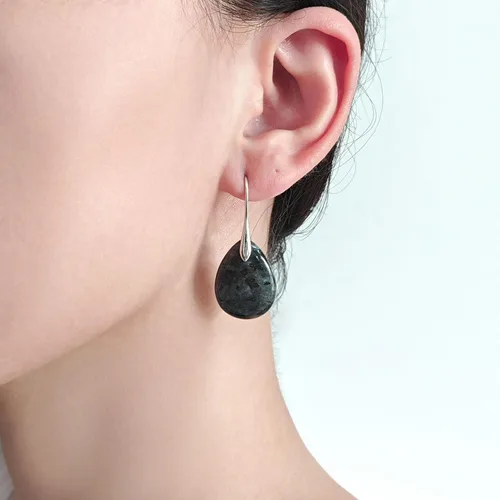 Vista 2 de Aretes colgantes de piedra natural con piedra natal curativa