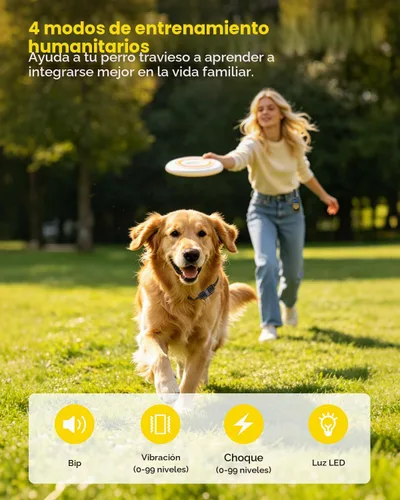 Vista 2 de Collar eléctrico de entrenamiento para perros con control remoto de 1640 pies, E-Shock, modos de entrenamiento seguros, collares impermeables IP67