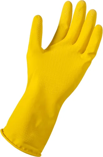 Vista 2 de Soft Scrub Guante doméstico de látex reutilizable amarillo