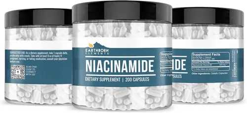 Vista 4 de Earthborn Elements Niacinamida (vitamina B3), cápsulas, sin rellenos de magnesio, sin enjuague
