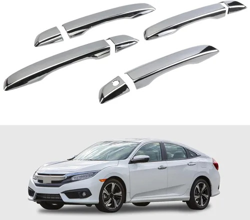 Vista 9 de Cubierta de Manija de Puerta Compatible con Honda Civic de 10ª Generación Sedan Hatchback Coupe Tipo R 2016 2017 2018 2019 2020 2021 Manijas