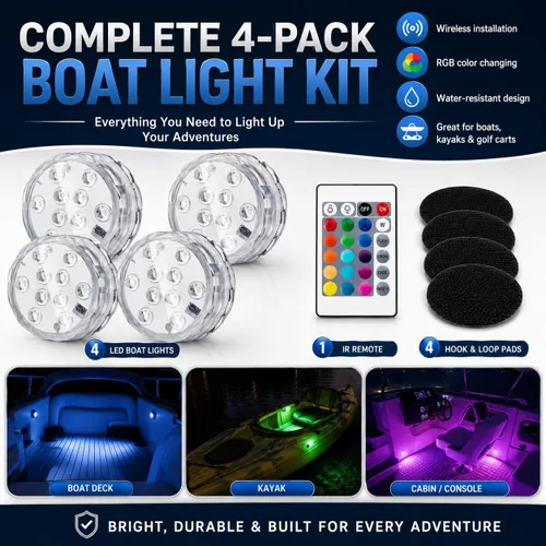 Vista 7 de Shangyuan - luces de barco inalámbricas, luz LED interior marina alimentada por batería para cubierta de barco, luz de cortesía, para pesca, pontón