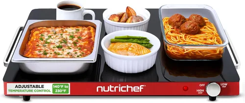 Vista 7 de NutriChef - Charola Eléctrica para Conservar Alimentos Calientes Bandeja de Servir Caliente con Superficie de Vidrio Temperatura Ajustable