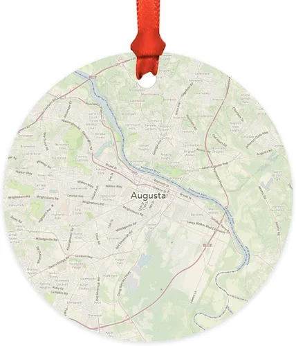 Vista 35 de Andaz Press Mapa de la ciudad de Estados Unidos redondo de madera natural MDF ornamento de Navidad, Akron, Ohio Vintage Mapa, 1 paquete, larga