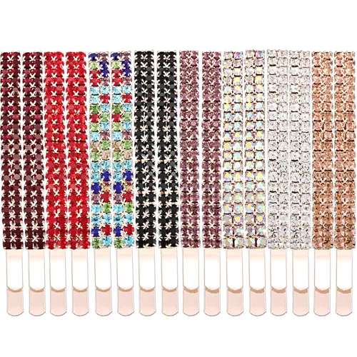 Vista 2 de Yaomiao 16 horquillas de diamantes de imitación de doble fila, pinzas decorativas para el cabello, horquillas de cristal de diamante para mujeres