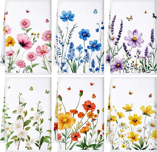 Vista 10 de Geyoga 6 Piezas Toallas de Cocina de Girasol Toallas de Platos Absorbentes Paños de Té Decorativos para Cocina de Verano Baño Decoración del Hogar