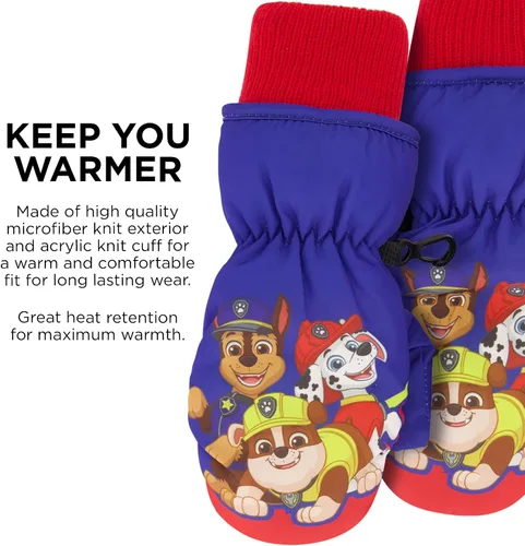 Vista 6 de Nickelodeon Paw Patrol - Gorro de invierno para niños pequeños con guantes de punto y guantes de esquí aislados, para niños de 2 a 4 años, Paw Patrol