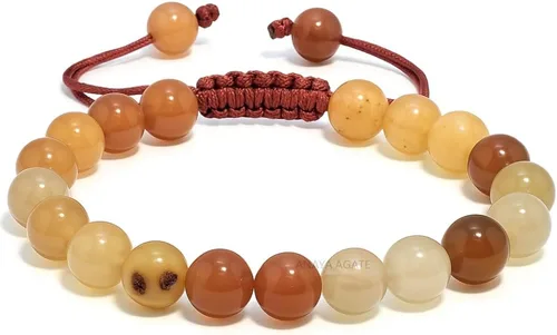 Vista 140 de Adjustable Crystal Bracelet – Gemstone Bead Bracelet with Adjustable Macrame String – Chic Gemstone Bracelet for Men and Women – 8mm Round Healing
