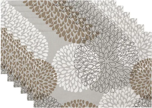Vista 14 de QIYI Juego de 6 manteles individuales bohemios de 12 x 18 pulgadas, manteles individuales florales de tela de lino para cocina y comedor, manteles
