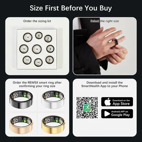 Vista 8 de Anillo inteligente de salud para mujeres y hombres, anillo de seguimiento de actividad física con frecuencia cardíaca, oxígeno en sangre, rastreador