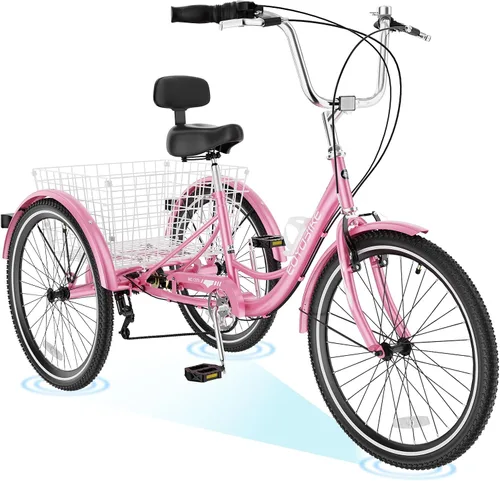 Vista 15 de ABORON Triciclo para adultos, bicicleta de 3 ruedas para adultos, triciclo para adultos, llantas de doble pared, triciclo para mujeres y hombres