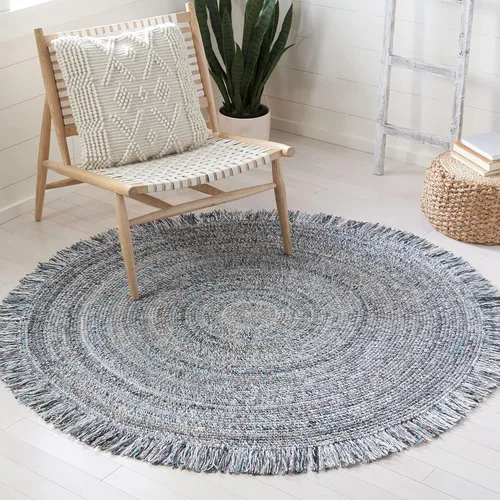 Vista 4 de SAFAVIEH Colección trenzada BRD275Z - Alfombra redonda de 4 pies, color negro/marfil, hecha a mano para entrada, vestíbulo, sala de estar