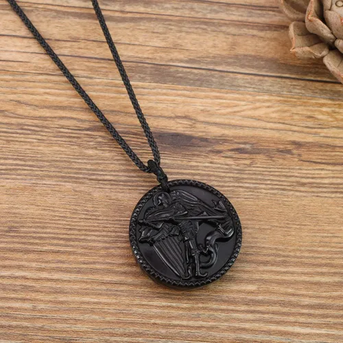 Vista 3 de COAI Collar colgante de obsidiana negra de joyería cristiana