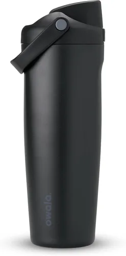 Vista 26 de Botella de agua Owala FreeSip con aislamiento de acero inoxidable con pico de dos vías, pajita incorporada y asa de cubo, fabricada para viajes